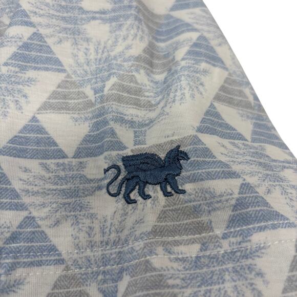 Travis Mathew Large Blue Triangle Pattern Short Sleeve Golf Polo Shirt - Picture 4 of 7